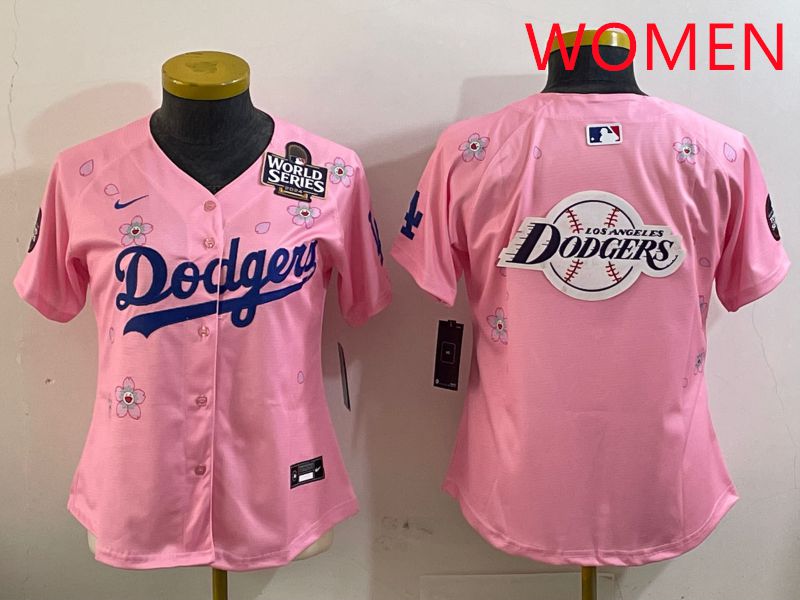 Women Los Angeles Dodgers Blank Pink Sakura Edition 2025 Nike MLB Jersey style 26